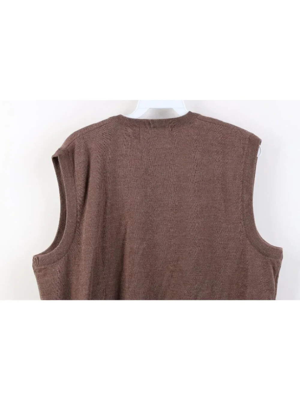 Vtg 90s Streetwear Mens 42 Distressed Blank Merino Wool Knit Sweater Vest Brown